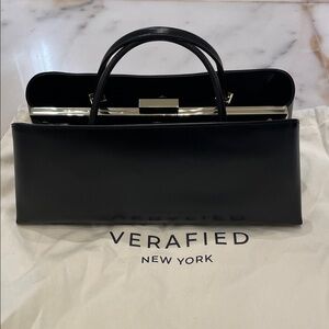 VERAFIED New York Black Top-Handle Leather Bag